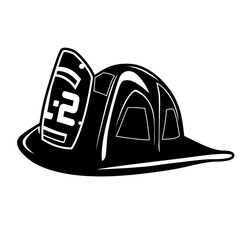 seamless firefighter helmet black and white vector side profile view