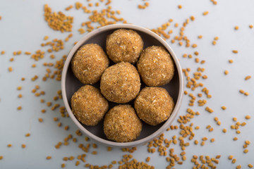 Fenugreek Laddu Made From Fenugreek Seeds, Saunf And Jaggery, or Methi Ke Laddu  or Methi ki Pinni