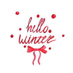 watercolor christmas card and letter hello winter