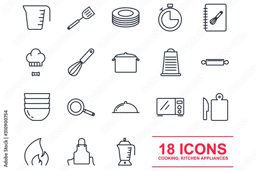 Poster set cooking icon template color editable. kitchen pack symbol vector sign isolated on white backgrou