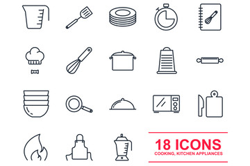 set Cooking icon template color editable. Kitchen pack symbol vector sign isolated on white background illustration for graphic and web design.