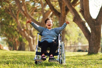 Elderly woman in wheelchair 