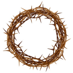 Crown of thorns. Color, artistic, graphic drawing of a crown of thorns with thorns on a white background. - 310901599