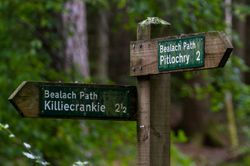 Signs marking footpaths in Scotland