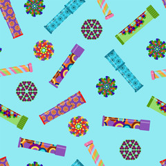 Kaleidoscopes, seamless pattern, vector illustration. Kids toys.
