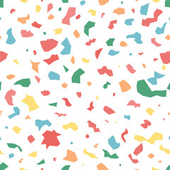 Terrazzo seamless pattern with colorful rock pieces. Terrazzo seamless pattern. Marble texture. Terrazzo floor marble pattern. Vector illustration.