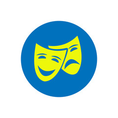 Comedy and tragedy line theater masks vector illustration