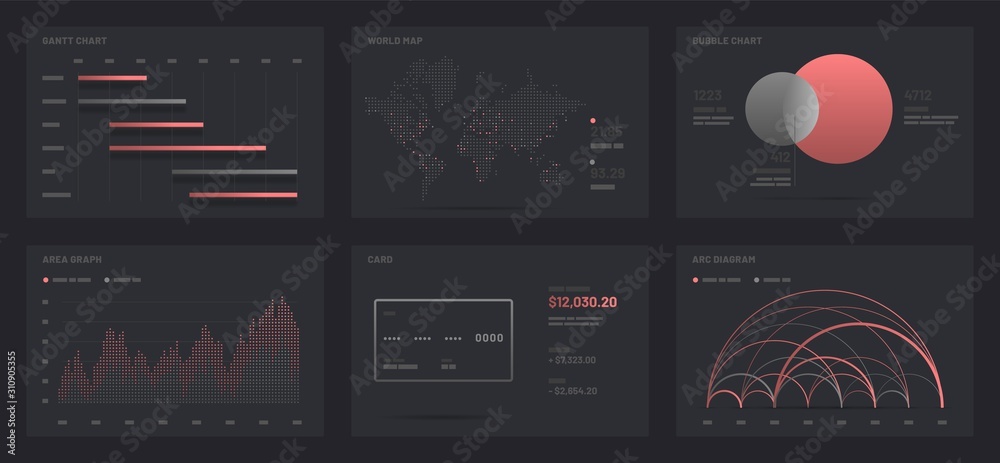 Poster elements of infographics on a black background. use in presentation templates, mobile app and corpor