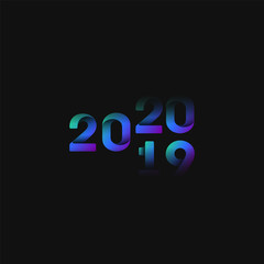 Blue and folded '2019/20' for the new year, vector illustration