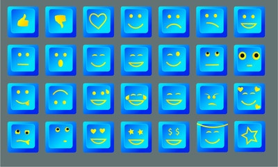 different smiley letter keyboard button collection, love heart smile tear angel twink angry smiley