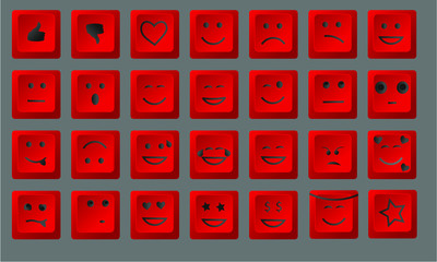 different smiley letter keyboard button collection, love heart smile tear angel twink angry smiley