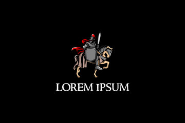 Knight with armored horse vector illustration