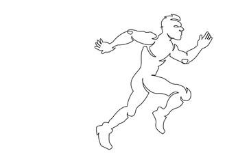 one line drawing of athlete running fast