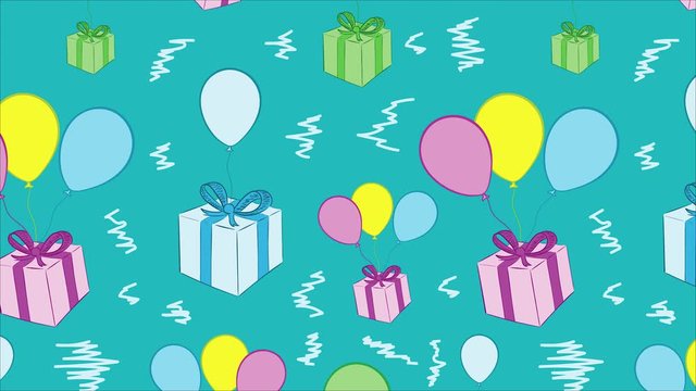 Colorful gift boxes on balloons