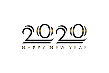2020 Happy New Year Vector Design. Golden Number Celebration Template Usable for Banners, Posters and Greeting Cards