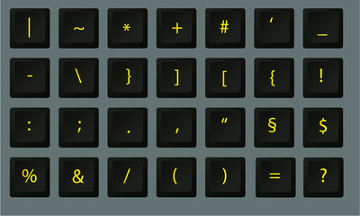 black gold keyboard letter special character keyboard button, schwarz gold Sonderzeichen Button Tastatur