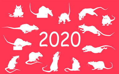 Rats silhouettes set