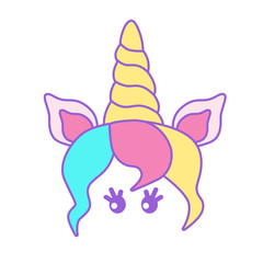 Bright cute unicorn for a card or t-shirt. Flat design. Vector illustration