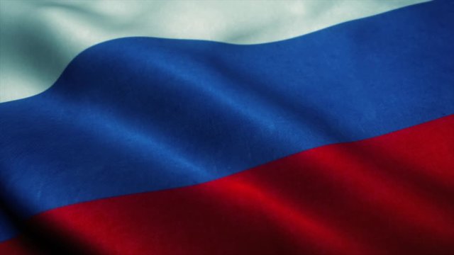 Detailed 3d rendering closeup of the flag of Russia. Flag has a detailed realistic fabric texture