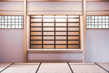 Mock up, Designed specifically in Japanese style, empty room. 3D rendering