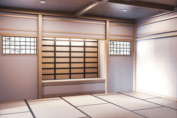 Mock up, Designed specifically in Japanese style, empty room. 3D rendering