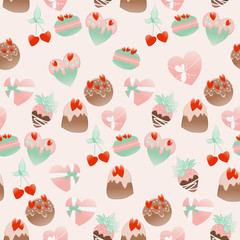 Colorful cookies and hearts in a seamless pattern design