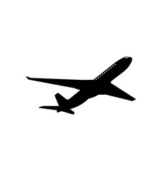 silhouette of airplane isolated on white background