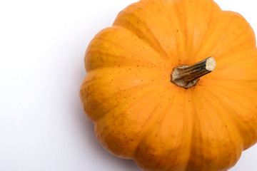 Single fresh orange miniature pumpkin isolated on white background