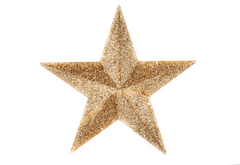Bronze gold christmas star isolated on white background. Decoration for the xmas tree. The top for...