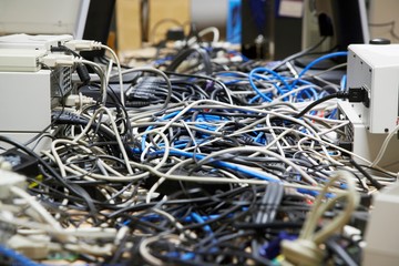 Closeup Of Tangled Computer Wires