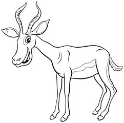 impala cartoon animal character coloring book page