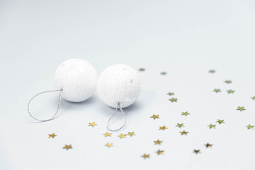 christmas balls white background, with space for text