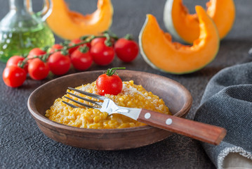 Portion of pumpkin risotto