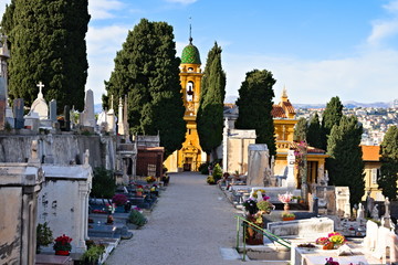 Nice, France - December 02, 2019: view of the historical Castle Cemetery (Cimetière du Château)...