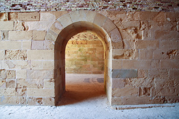 old door in stone wall
