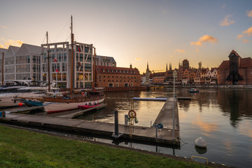 The city of Gdansk on the Motława river