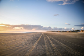 Sunset on Ninety Miles Beach, New Zealand
