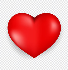 Red heart isolated on transparent background. Happy Valentine's day greeting template. 