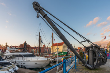 The city of Gdansk on the Motława river