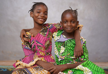 Beautiful Picture of Two African black girls Smiling and Laughing