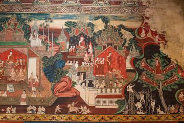 graffiti on the wall  temple in thailand