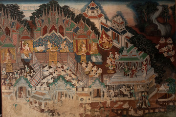Obraz na płótnie Canvas graffiti on the wall temple in thailand
