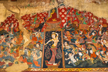 graffiti on the wall  temple in thailand