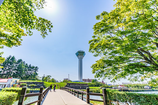 北海道の夏 函館 五稜郭から望む五稜郭タワー