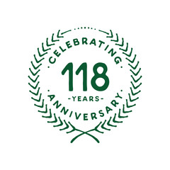 118 years design template. 118th logo. Vector and illustration.