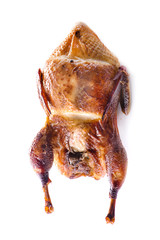 grilled quail isolated on white background