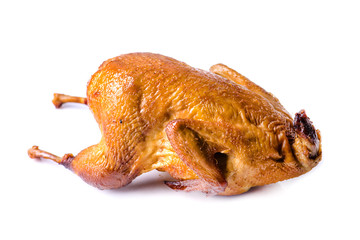 grilled quail isolated on white background