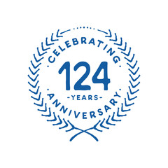 124 years design template. 124th logo. Vector and illustration.
