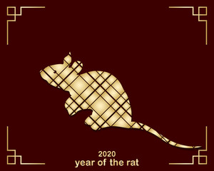 Rat is the symbol of the Chinese New Year 2020. Design for holiday cards, calendars, banners, posters. Happy New Year. Vector element for new year design. - 310922935