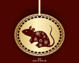 Rat is the symbol of the Chinese New Year 2020. Design for holiday cards, calendars, banners, posters. Happy New Year. Vector element for new year design. - 310922976